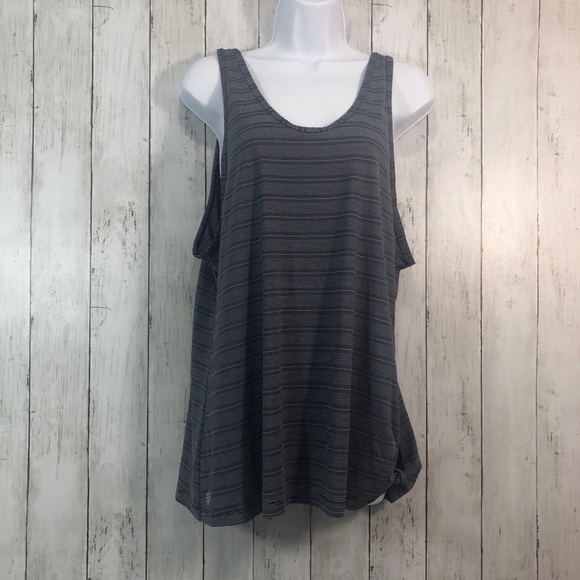 Athleta Max Out Navy White Stripe Tank Top Low Back Side Tie Extra Large - Picture 1 of 9